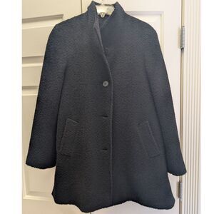 Fleurette Coat Women Size 8 Wool Alpaca Black Peacoat